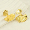 316L Stainless Steel Ginkgo Leaf Women's Exaggerated Highend Fashion Electroplated Geometric Earrings
