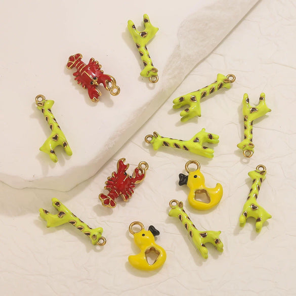 Stainless Steel Giraffe Duck Crayfish Pendant Jewelry Accessories With Electroplating