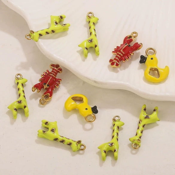 Stainless Steel Giraffe Duck Crayfish Pendant Jewelry Accessories With Electroplating