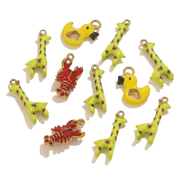 Stainless Steel Giraffe Duck Crayfish Pendant Jewelry Accessories With Electroplating