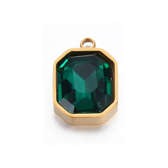 Stainless Steel Glass Crystal Pendant Jewelry Accessories Rectangular Octagonal Square Electroplated