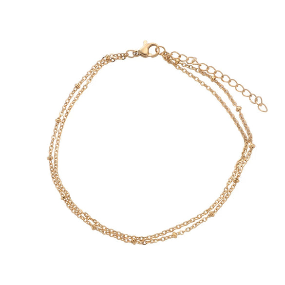 Stainless Steel Glossy Bead Bracelet And Foot Chain Jewelry Accessories Electroplated Diy Fashion Simple
