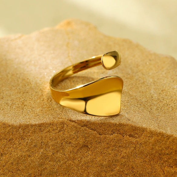 Stainless Steel Glossy Geometric Open Ring Electroplated Minimalist Women's