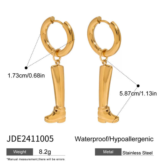 Stainless Steel Glow Boots Pendant Earrings Electroplated Unisex Jewelry
