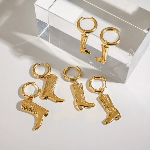 Stainless Steel Glow Boots Pendant Earrings Electroplated Unisex Jewelry