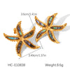 Stainless Steel Glued Abalone Starfish And Star Earrings Geometric And Animal Style