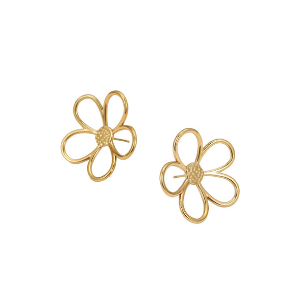 Stainless Steel Gold And Silver Color Matching Geometric And Flower Cut Out Electroplated Women's Earrings