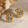 Stainless Steel Gold And Silver Contrast Color Cshaped Electroplated Fashion Women's Earrings