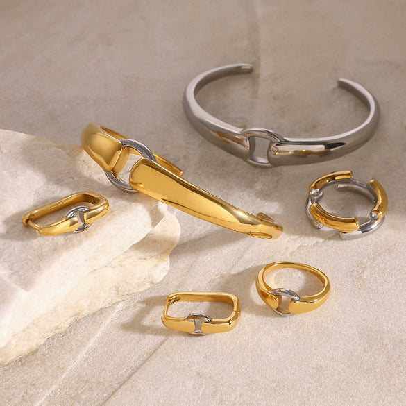 Stainless Steel Gold And Silver Contrast Color Electroplated Highend Women's Earrings