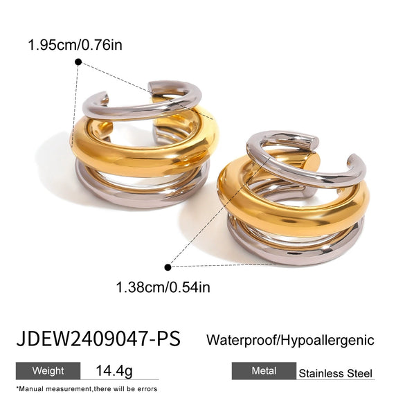 Stainless Steel Gold And Silver Contrast Electroplated Women's Fashion Earrings