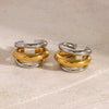 Stainless Steel Gold And Silver Contrast Electroplated Women's Fashion Earrings