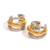 Stainless Steel Gold And Silver Contrast Electroplated Women's Fashion Earrings