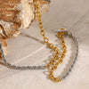 Stainless Steel Gold And Silver Contrast Twist Necklace Electroplating Jewelry For Women
