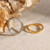 Stainless Steel Gold And Silver Smooth Wave Ring Electroplated Minimalist Women's Jewelry