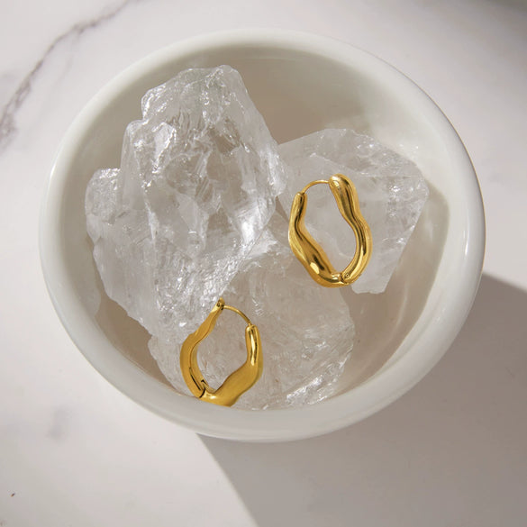 Stainless Steel Gold Circle Geometric Earrings For Women Electroplated Elegant High End Jewelry