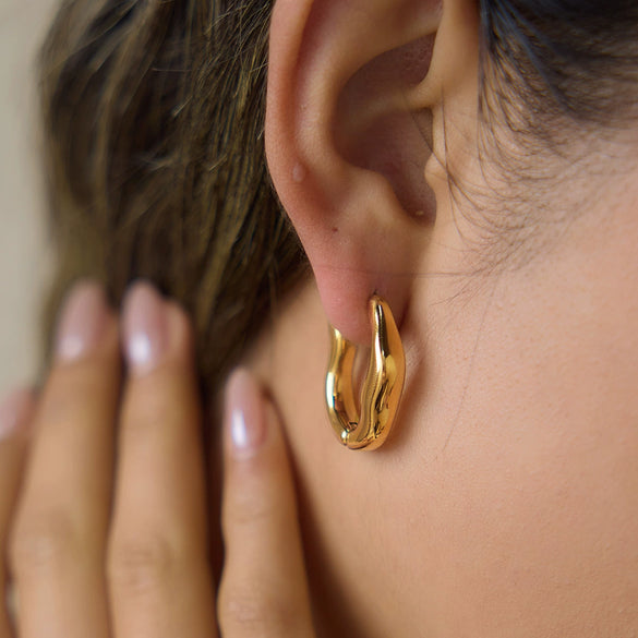 Stainless Steel Gold Circle Geometric Earrings For Women Electroplated Elegant High End Jewelry