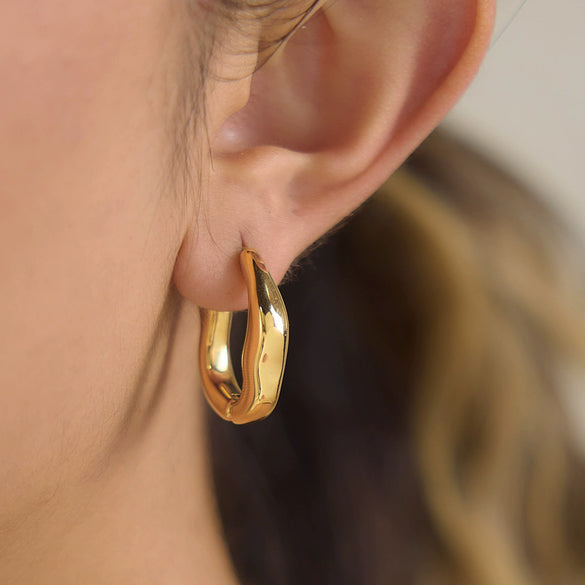 Stainless Steel Gold Circle Geometric Earrings For Women Electroplated Elegant High End Jewelry