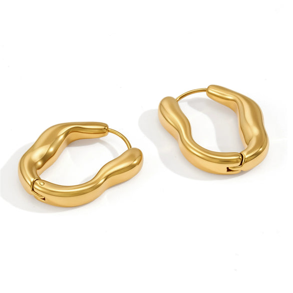 Stainless Steel Gold Circle Geometric Earrings For Women Electroplated Elegant High End Jewelry