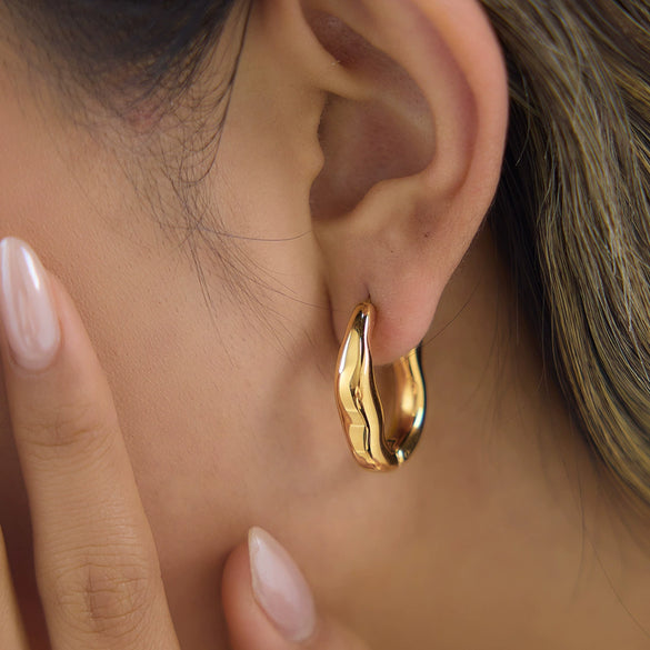 Stainless Steel Gold Circle Geometric Earrings For Women Electroplated Elegant High End Jewelry