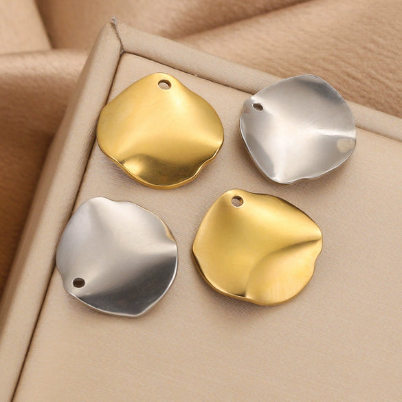 Stainless Steel Gold Electroplated Deformed Uneven Sequin Round Earrings Jewelry Accessories
