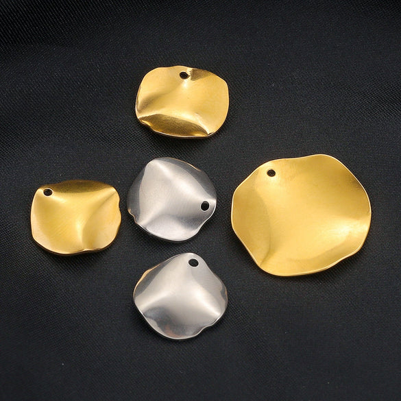 Stainless Steel Gold Electroplated Deformed Uneven Sequin Round Earrings Jewelry Accessories