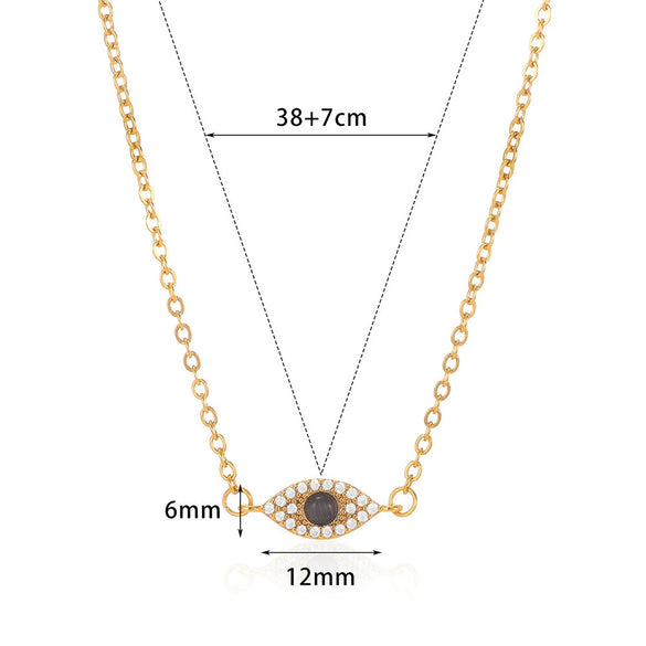 Stainless Steel Gold Electroplated Devil's Eye Microinlaid Zircon Necklace Unisex Retro Jewelry