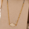 Stainless Steel Gold Electroplated Devil's Eye Microinlaid Zircon Necklace Unisex Retro Jewelry