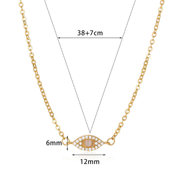 Stainless Steel Gold Electroplated Devil's Eye Microinlaid Zircon Necklace Unisex Retro Jewelry