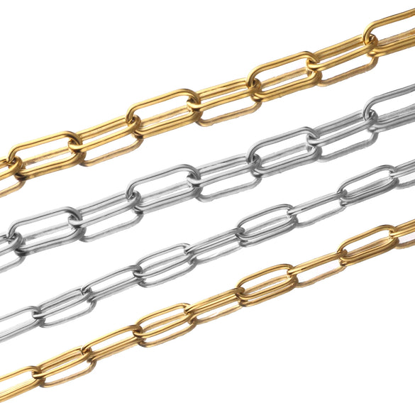 Stainless Steel Gold Oval Cross Weld Chain Electroplated Diy Accessories