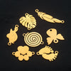 Stainless Steel Gold Plated Bear Paw Feather Dinosaur Double Hole Pendant Connector Jewelry Accessories Electroplated Cartoon Style