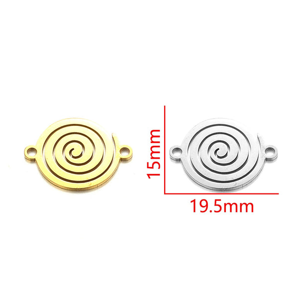 Stainless Steel Gold Plated Bear Paw Feather Dinosaur Double Hole Pendant Connector Jewelry Accessories Electroplated Cartoon Style