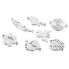 Stainless Steel Gold Plated Bear Paw Feather Dinosaur Double Hole Pendant Connector Jewelry Accessories Electroplated Cartoon Style