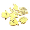 Stainless Steel Gold Plated Bear Paw Feather Dinosaur Double Hole Pendant Connector Jewelry Accessories Electroplated Cartoon Style