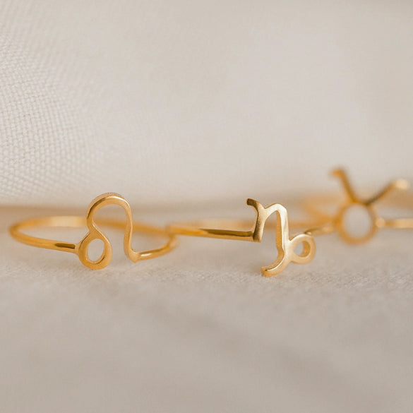 Stainless Steel Gold Plated Constellation Ring Set