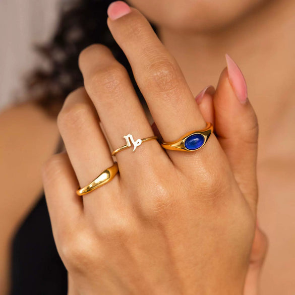 Stainless Steel Gold Plated Constellation Ring Set