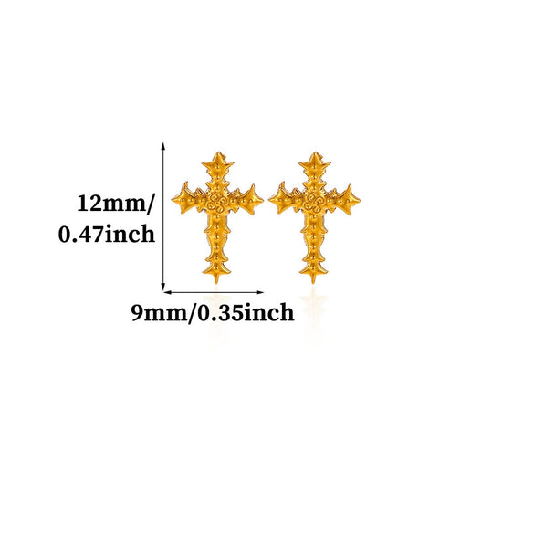 Stainless Steel Gold Plated Cross Tassel Chain Drop Earrings For Women And Men Trendy Unisex Statement Jewelry
