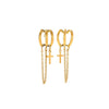 Stainless Steel Gold Plated Cross Tassel Chain Drop Earrings For Women And Men Trendy Unisex Statement Jewelry