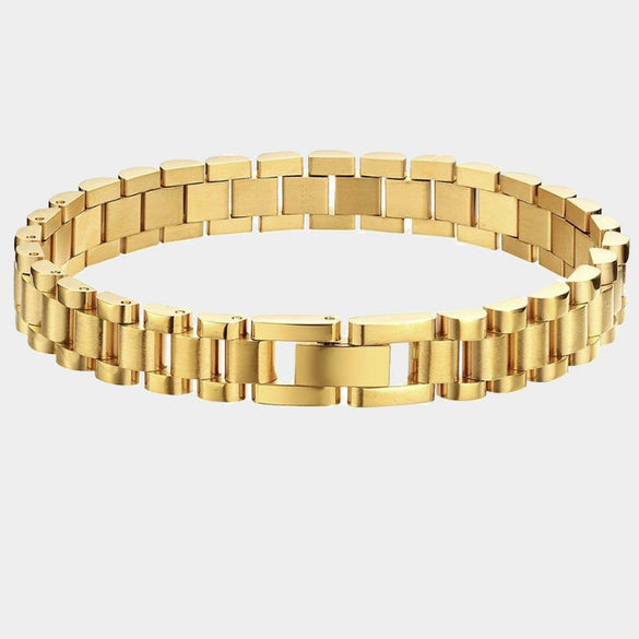 Stainless Steel Gold Plated Detachable Wristband Bracelet With Geometric Design For Unisex
