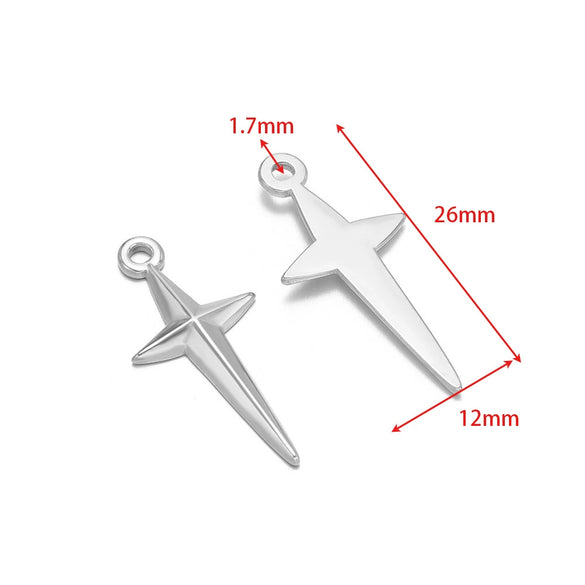 Stainless Steel Gold Plated Eightpointed Star And Cross Pendant Jewelry Accessories