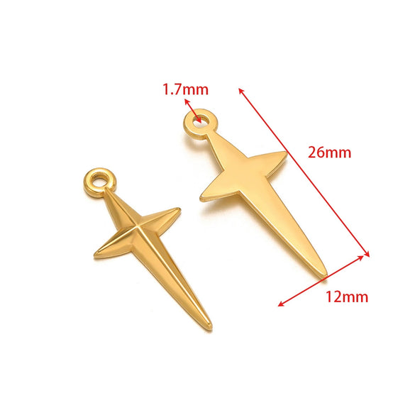Stainless Steel Gold Plated Eightpointed Star And Cross Pendant Jewelry Accessories
