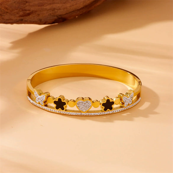 Stainless Steel Gold Plated Fashion Love Butterfly Fivepointed Star Bracelet Accessories