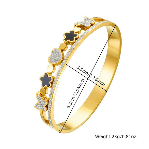 Stainless Steel Gold Plated Fashion Love Butterfly Fivepointed Star Bracelet Accessories