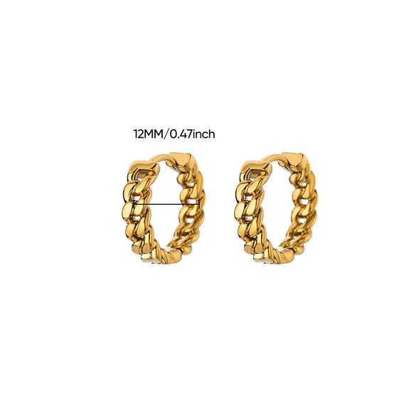 Stainless Steel Gold Plated Geometric Cuban Chain Earrings Unisex