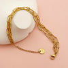 Stainless Steel Gold Plated Geometric Hollow Double Layer Fashion Women's Bracelet Jewelry