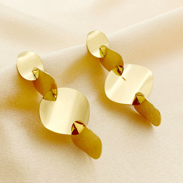 Stainless Steel Gold Plated Geometric Round Fashion Earrings For Women
