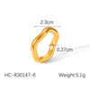 Stainless Steel Gold Plated Geometric Wave Shaped Women's Ring
