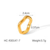 Stainless Steel Gold Plated Geometric Wave Shaped Women's Ring