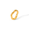 Stainless Steel Gold Plated Geometric Wave Shaped Women's Ring