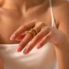 Stainless Steel Gold Plated Geometric Wave Shaped Women's Ring