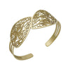 Stainless Steel Gold Plated Hollow Leaves Retro Bracelet For Women